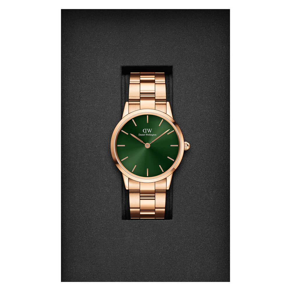 Daniel Wellington Iconic Link Emerald 36mm Rose Gold Plated Steel Case Bracelet Watch image number 3