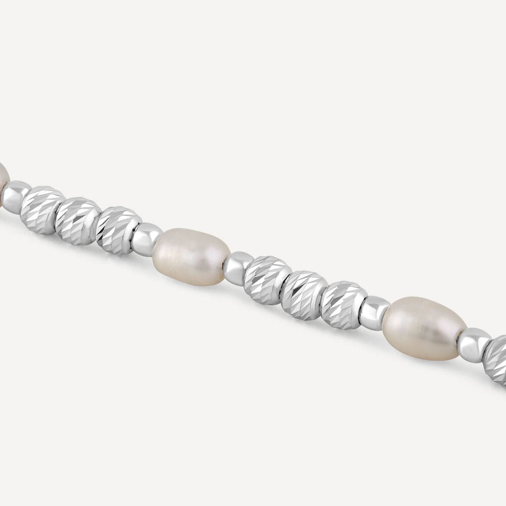 Sterling Silver Freshwater Beaded Pearl Bracelet image number 2