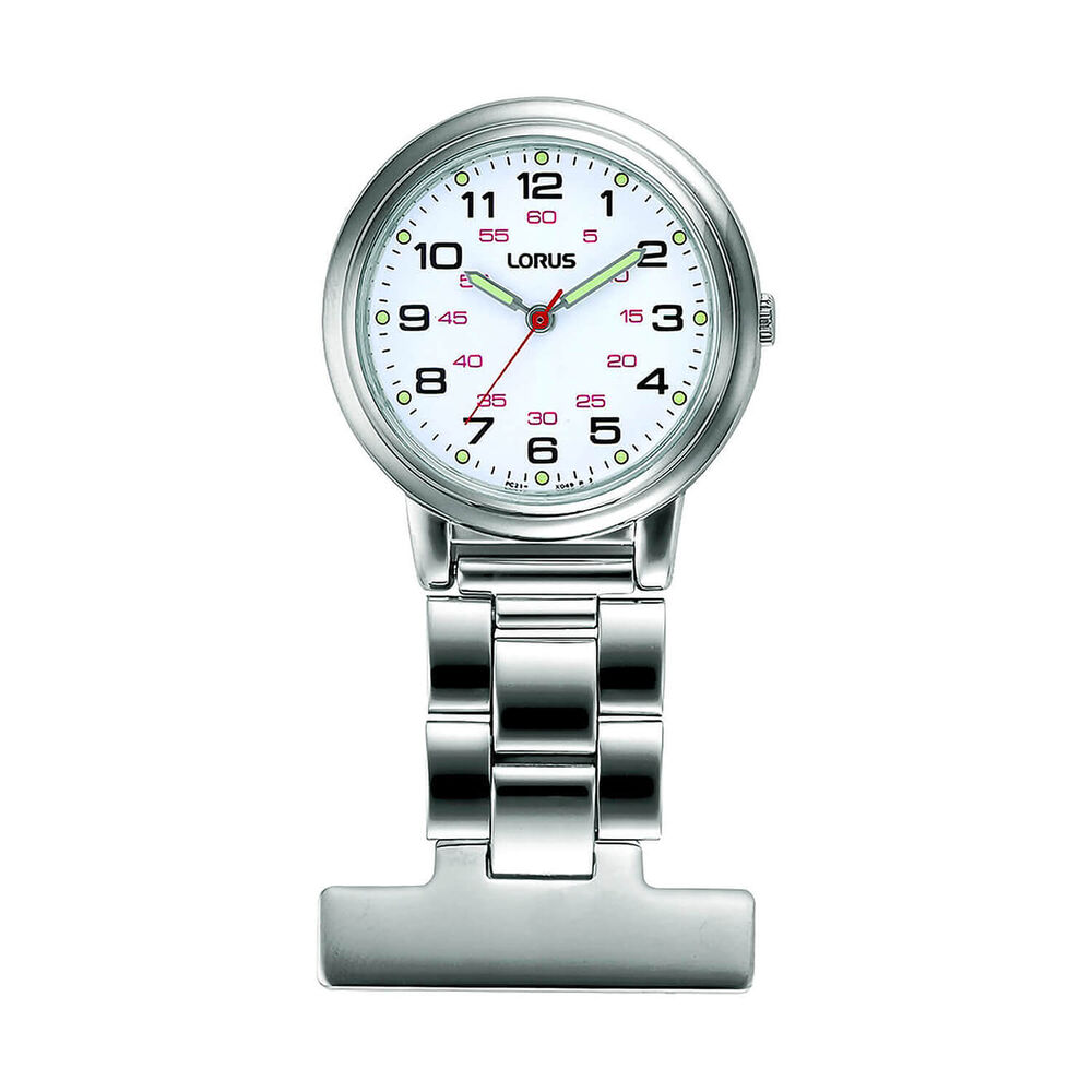 Lorus Quartz Nurses Fob 30mm White Dial Steel Bracelet Watch image number 0