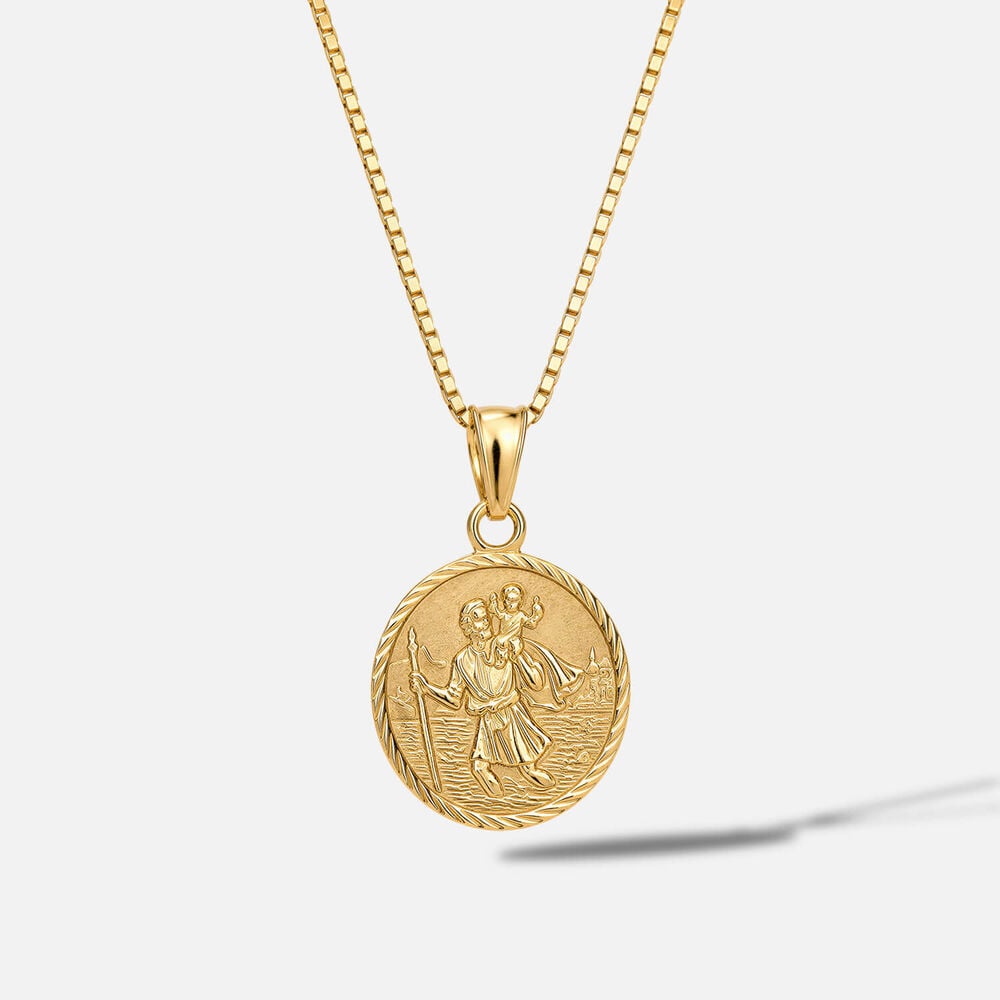 Yellow Gold Plated Sterling Silver St Christopher Medal Pendant