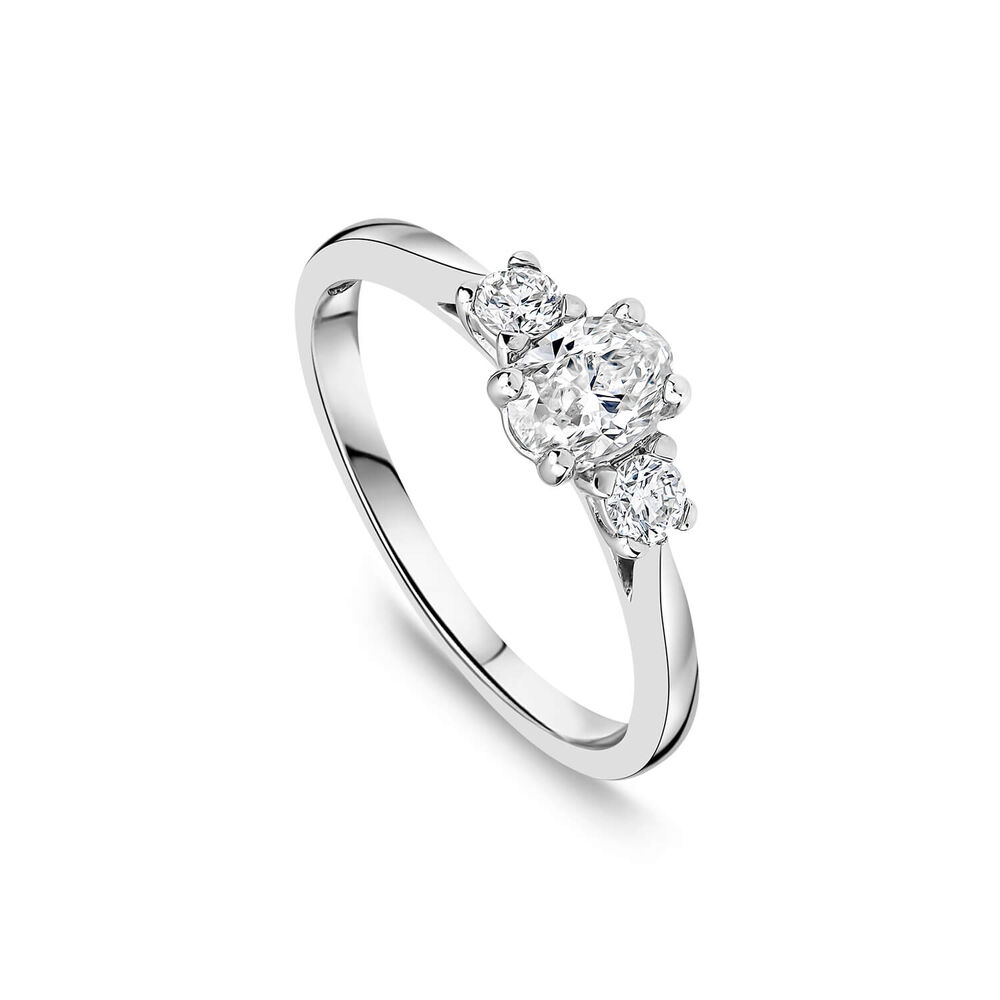 Northern Star 0.55ct Diamond Three Stones Oval Centre & Round Sides Platinum Ring