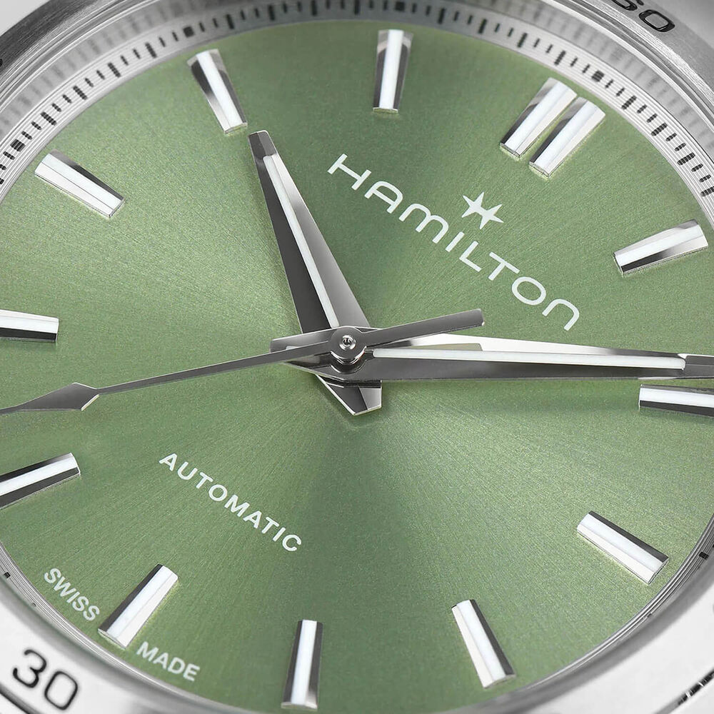 Hamilton Jazzmaster Performer Auto 34mm Green Dial Steel Bracelet Watch image number 1