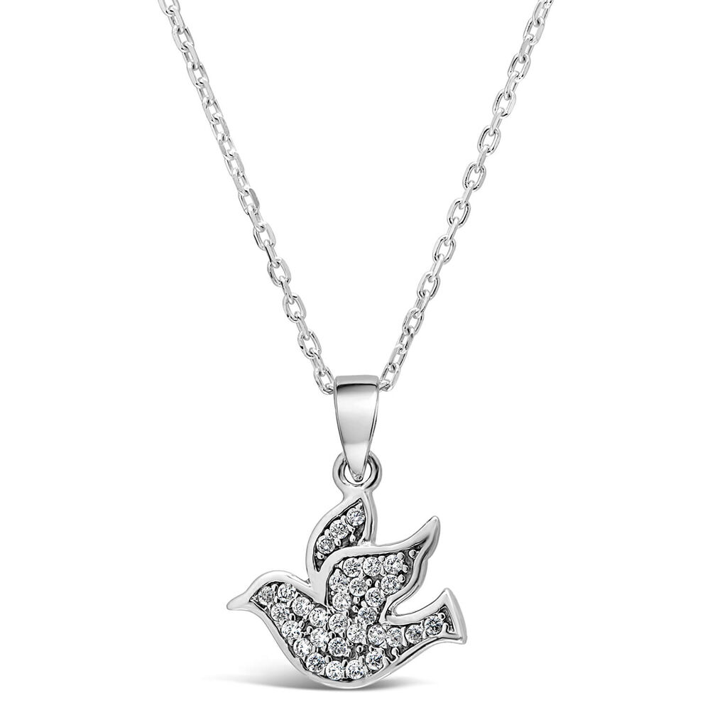 Sterling Silver Cubic Zirconia Dove Pendant image number 0