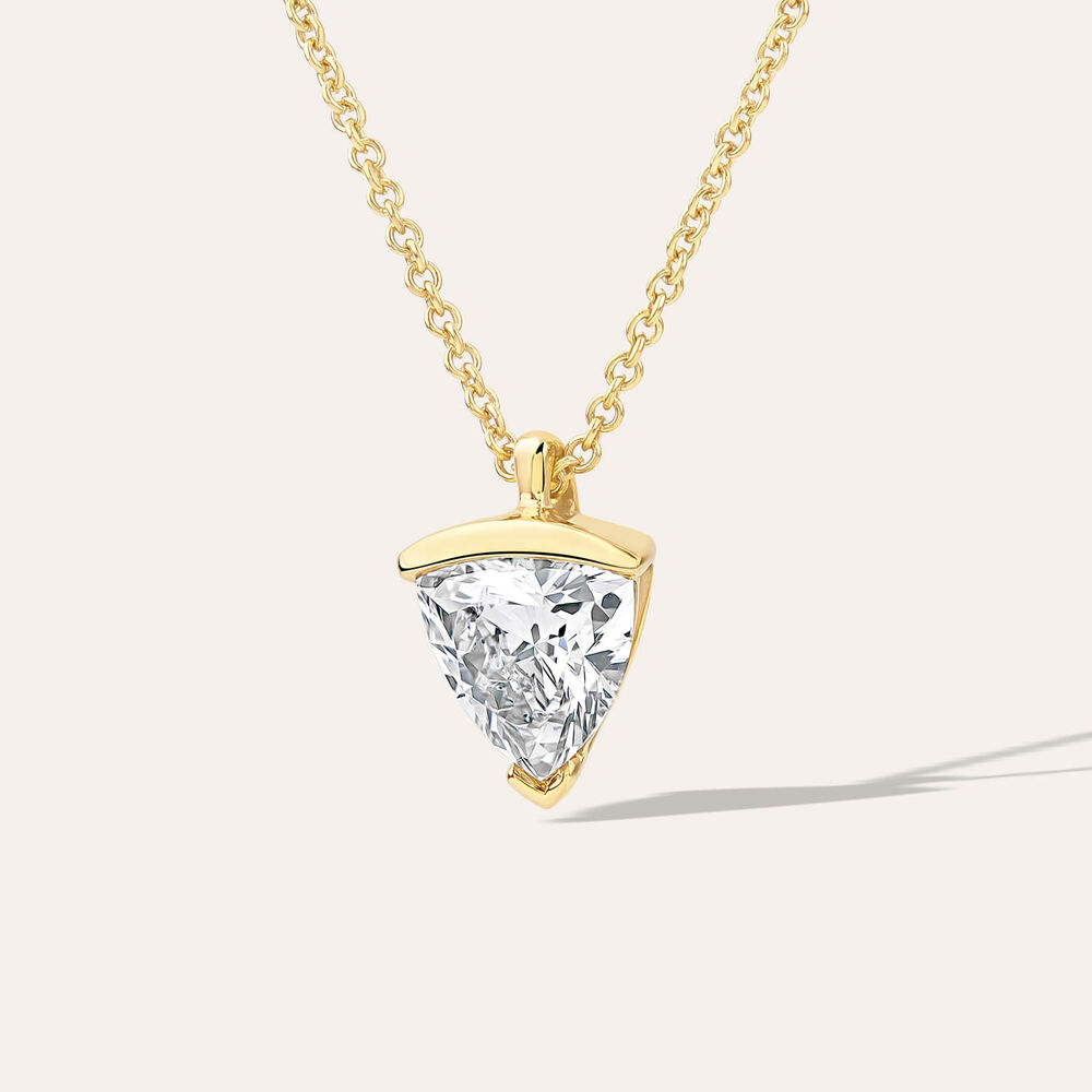 Born 1ct Classic 9ct Yellow Gold Lab Grown 1.00ct Trillion Cut Diamond Pendant