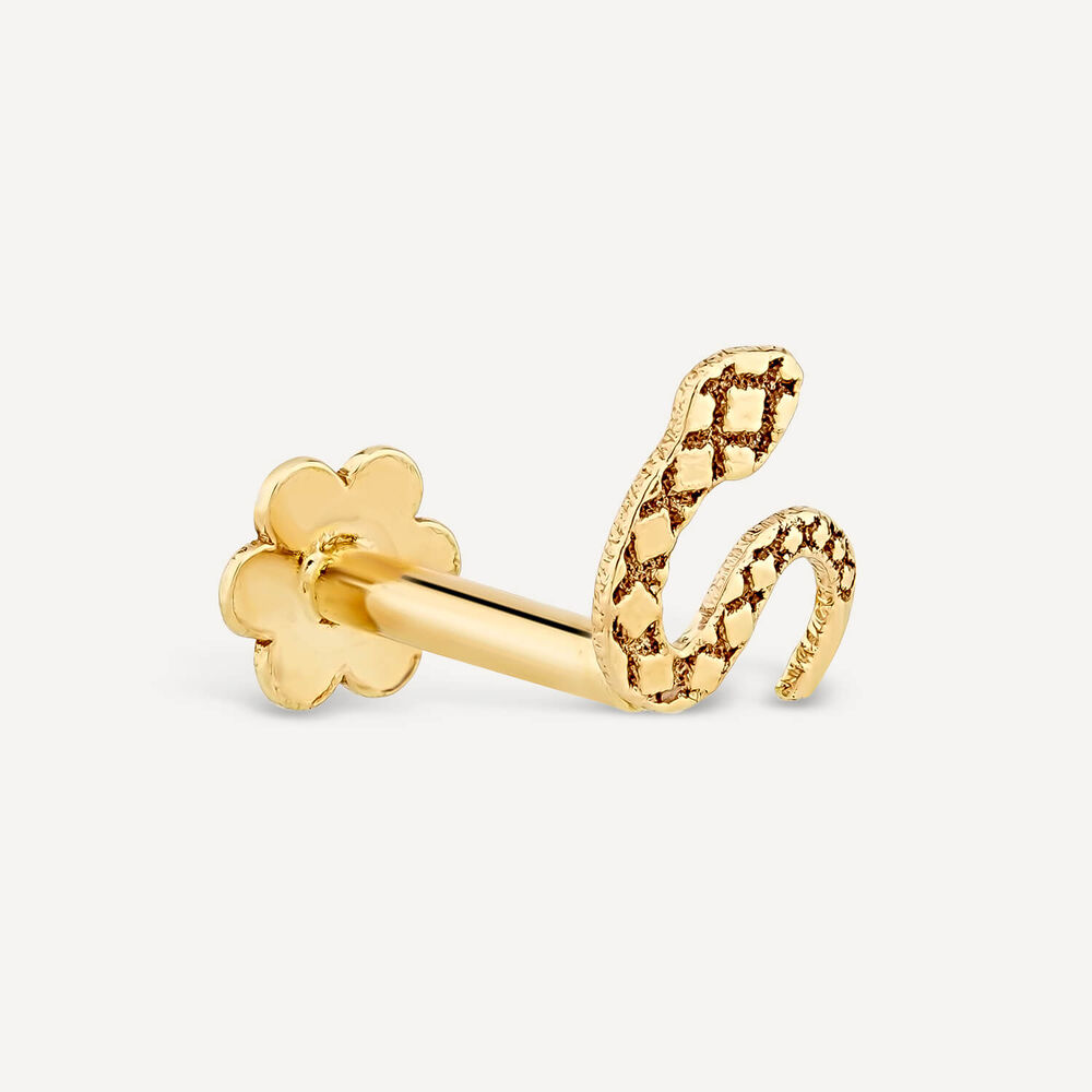 9ct Yellow Gold Snake Motif Single Stud Earring