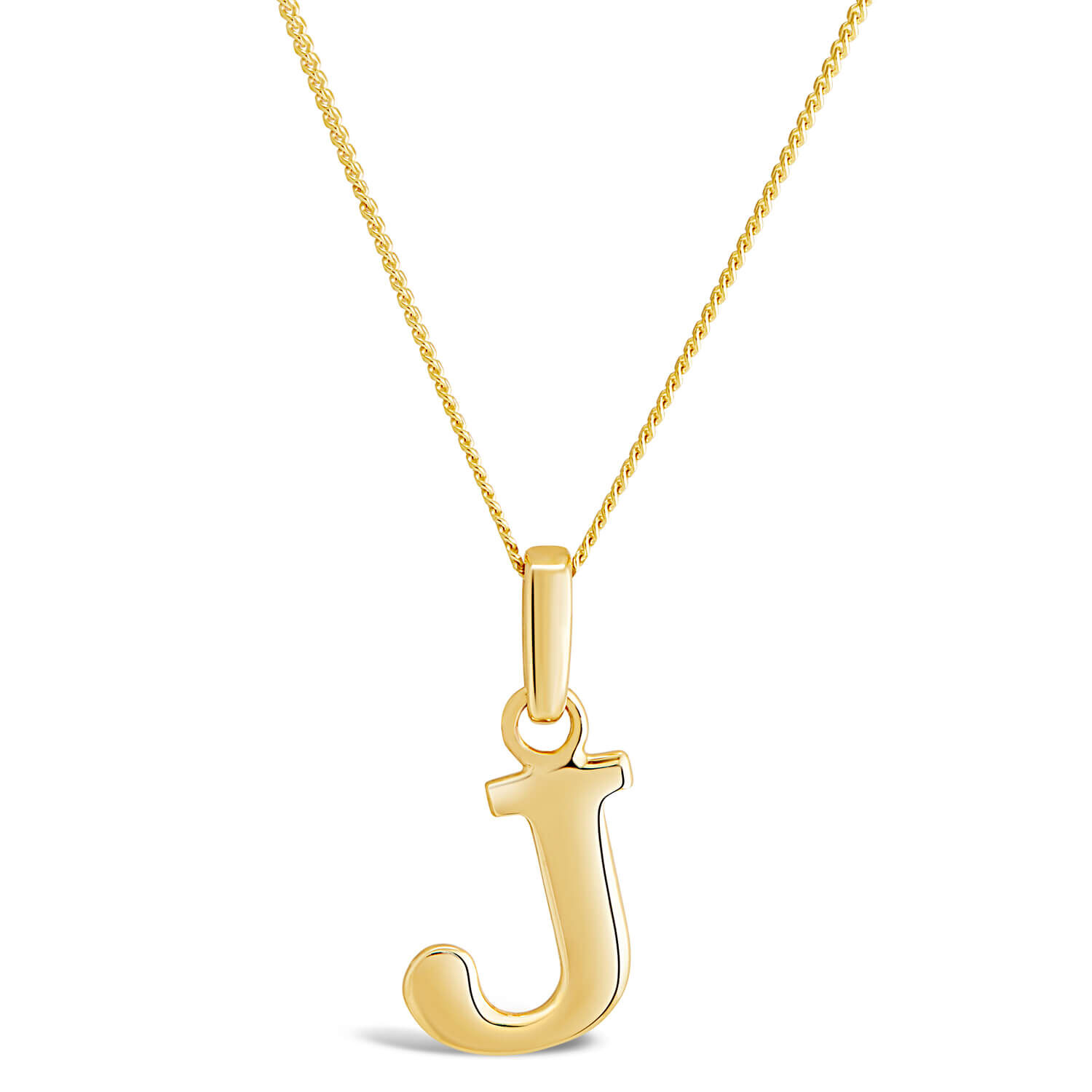 9ct Yellow Gold Plain Initial J 16 18 Chain Pendant