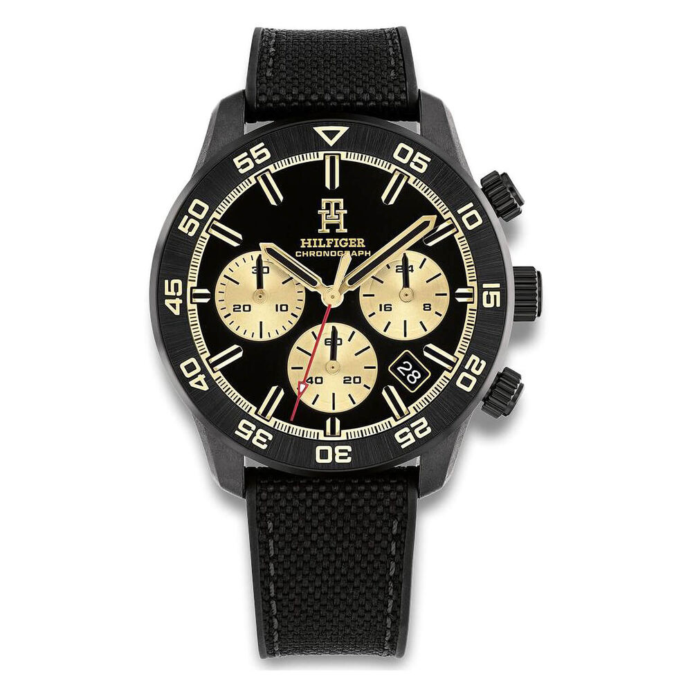 Tommy Hilfiger 42mm Black Monogram Dial Black Strap Watch image number 0