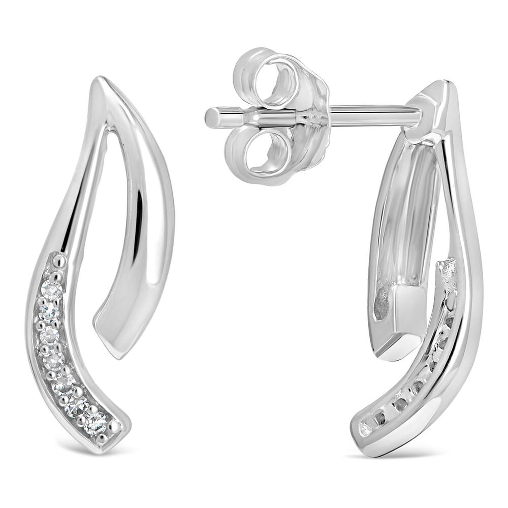 9ct White Gold Polished 0.30ct Diamond Set Two Strand Open Stud Earrings image number 2