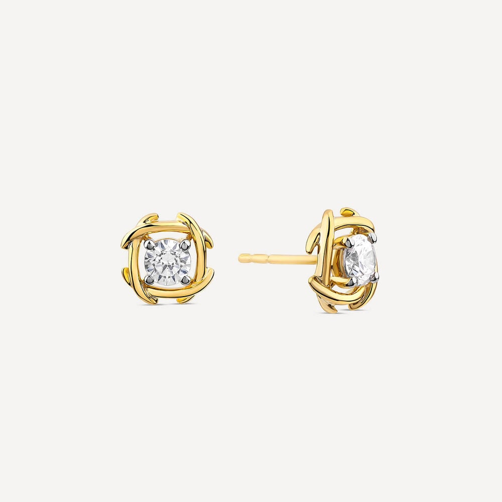 9ct Yellow Gold 1.00ct Lab Grown Entwined Love Knot Stud Earrings image number 1