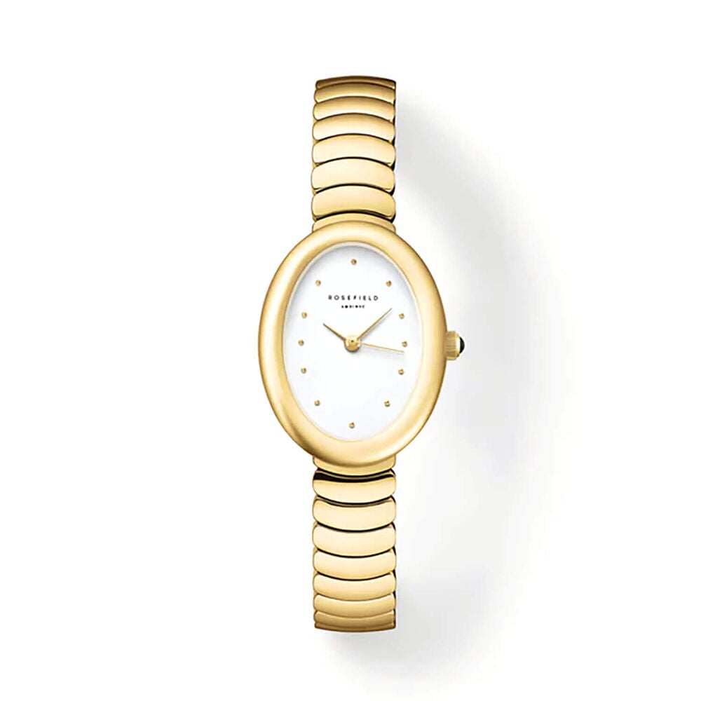 Rosefield Ovale 22x29mm White Dial Gold Tone Stainless Steel Bracelet Watch