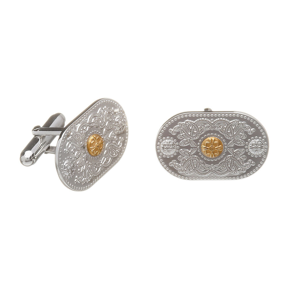 House of Lor 9ct Irish Gold and Sterling Silver Arda Cufflinks image number 0