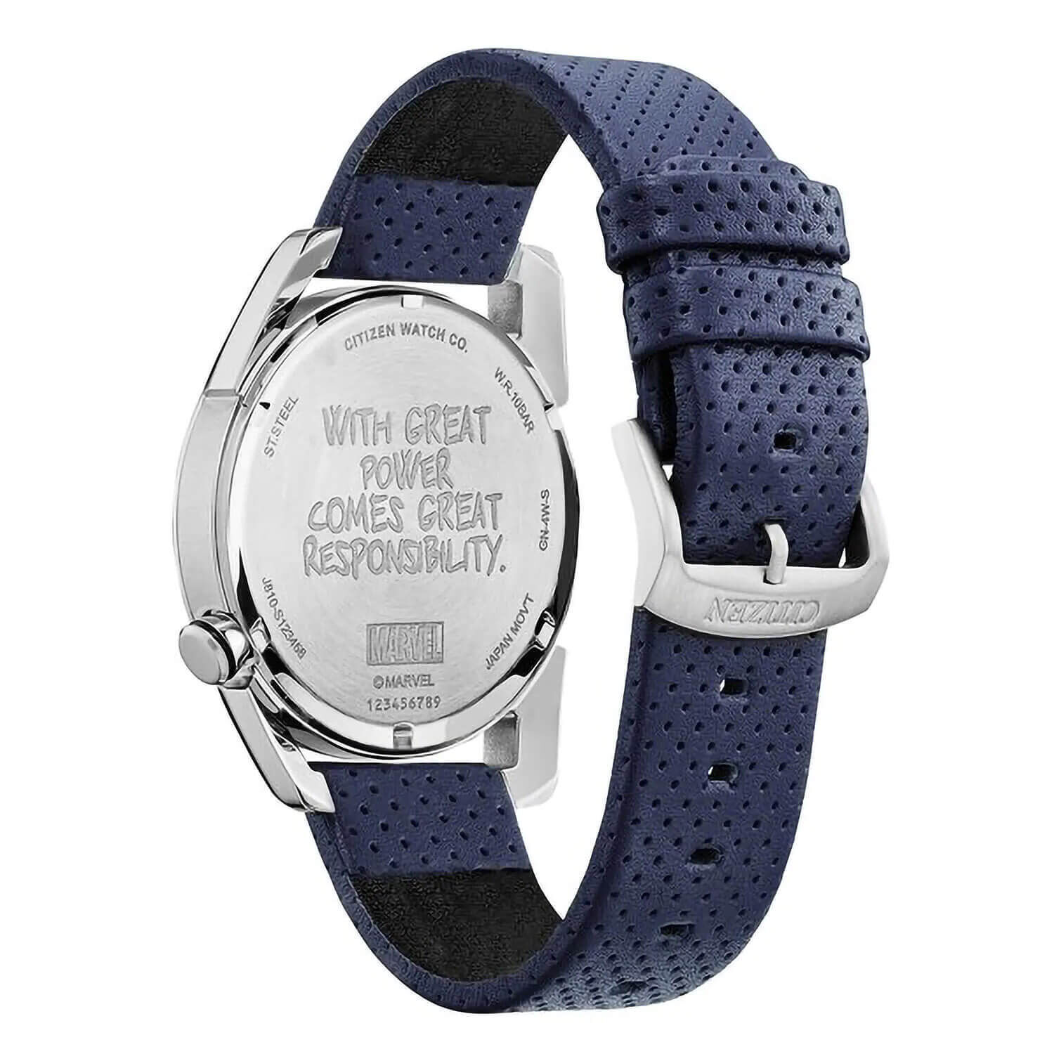 Citizen Marvel Spiderman 2.0 42mm Blue Leather Strap Watch