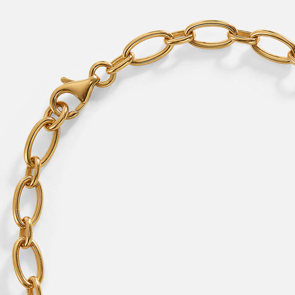 Sterling Silver Yellow Gold Plated Vermeil Oval Sapphire Lab Grown Diamond Set Link Bracelet