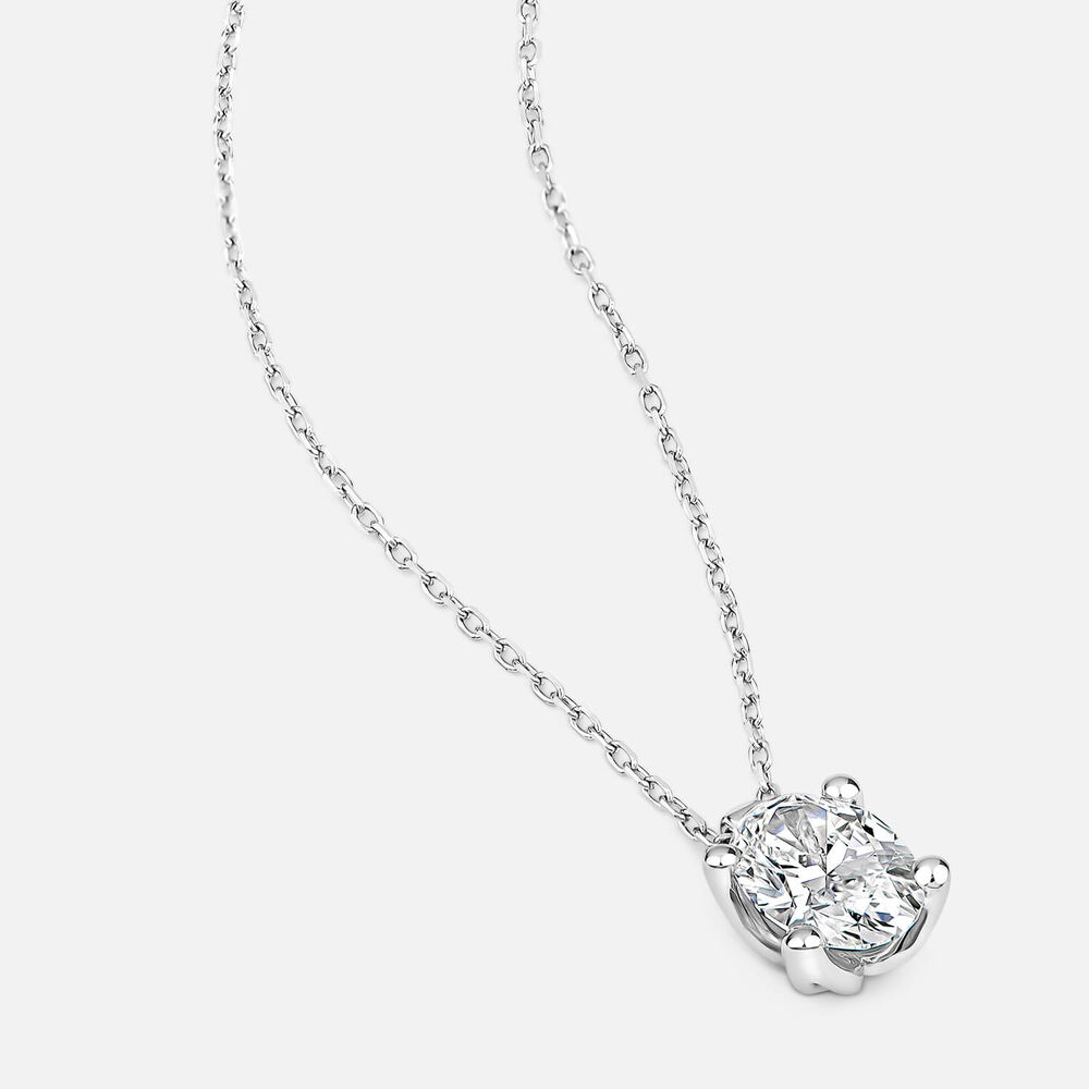 Born 9ct White Gold 1.00ct Lab Grown Oval Diamond Pendant