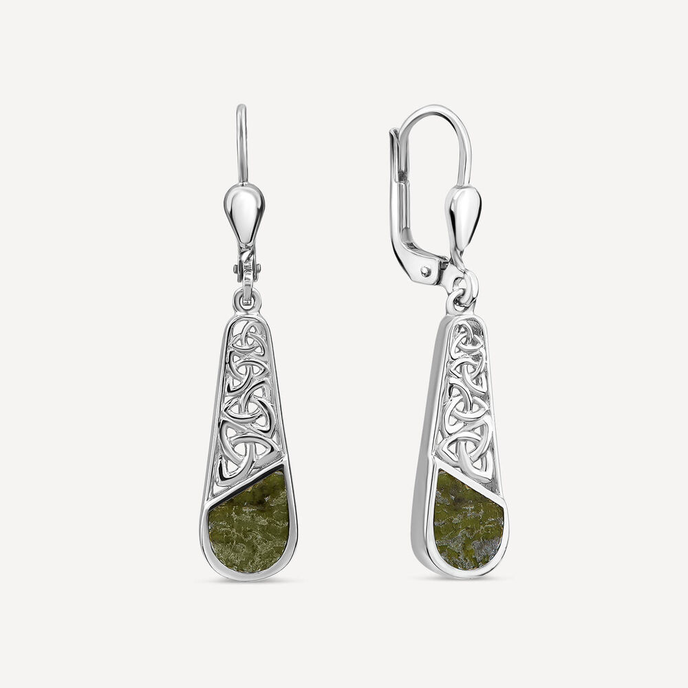 Sterling Silver Marble Trinity Knot Drop Earrings