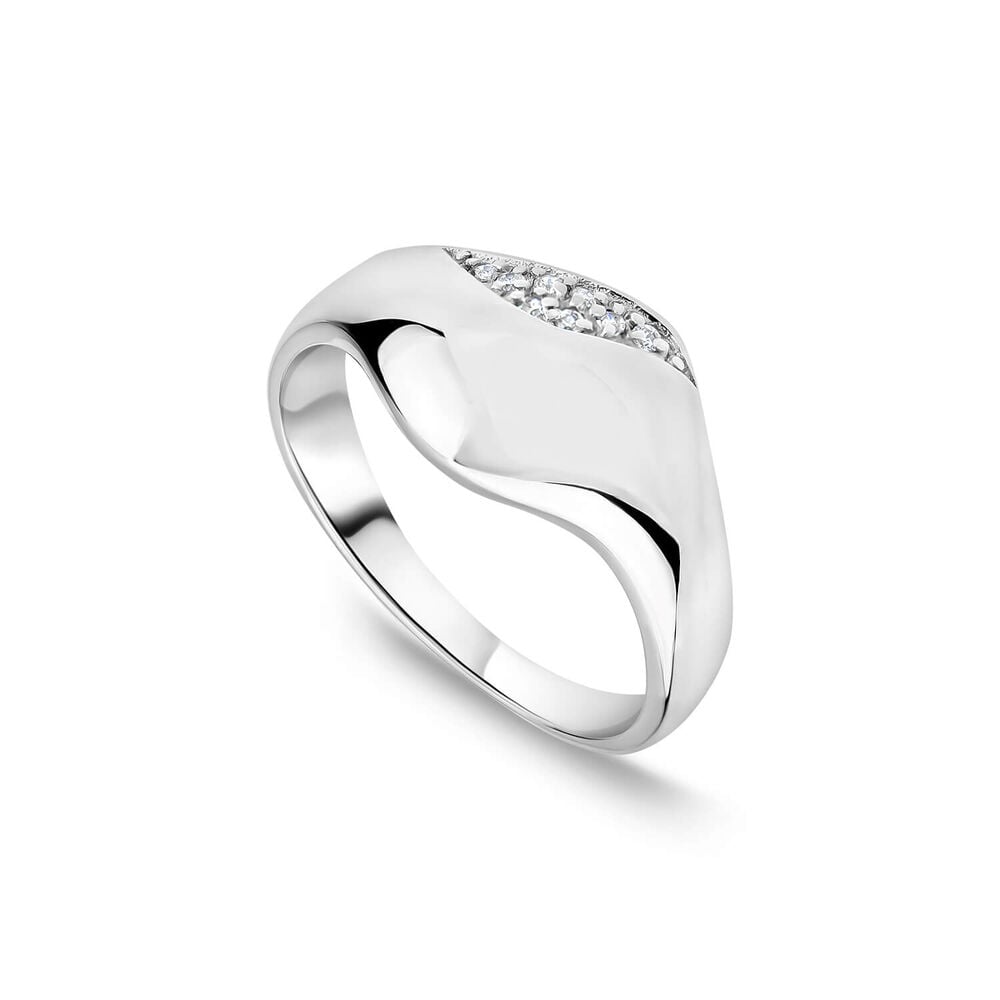 Sterling Silver Cubic Zirconia Polished Plain Curve Ring