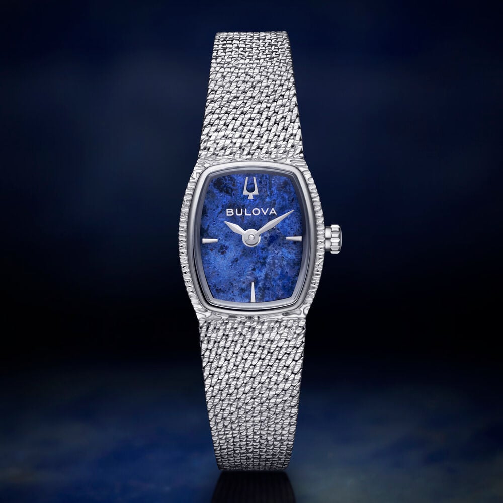 Bulova Goddess of Time 17mm Blue Sodalite Dial Steel Mesh Bracelet Watch image number 5