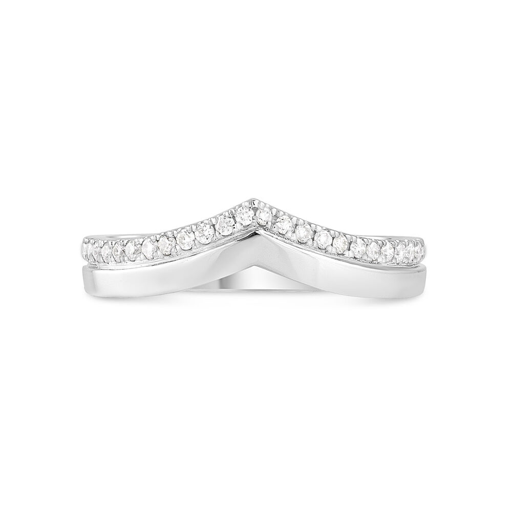 9ct White Gold 0.15ct Diamond Wishbone Wedding Ring