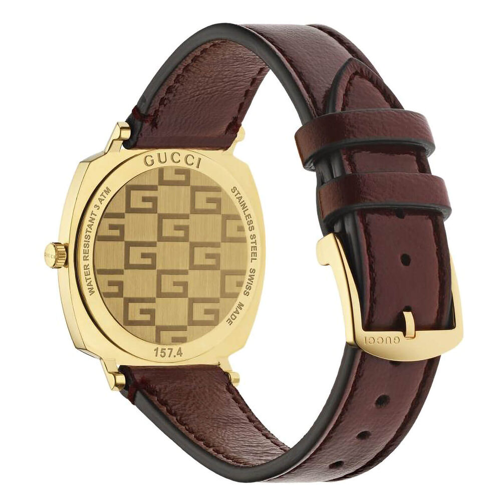 Gucci Grip GG Yellow Gold PVD Bordeaux Leather 35mm Watch image number 4