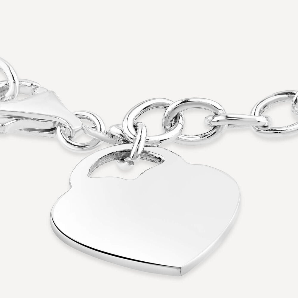 Sterling Silver Belcher Polished Heart Drop Bracelet image number 2