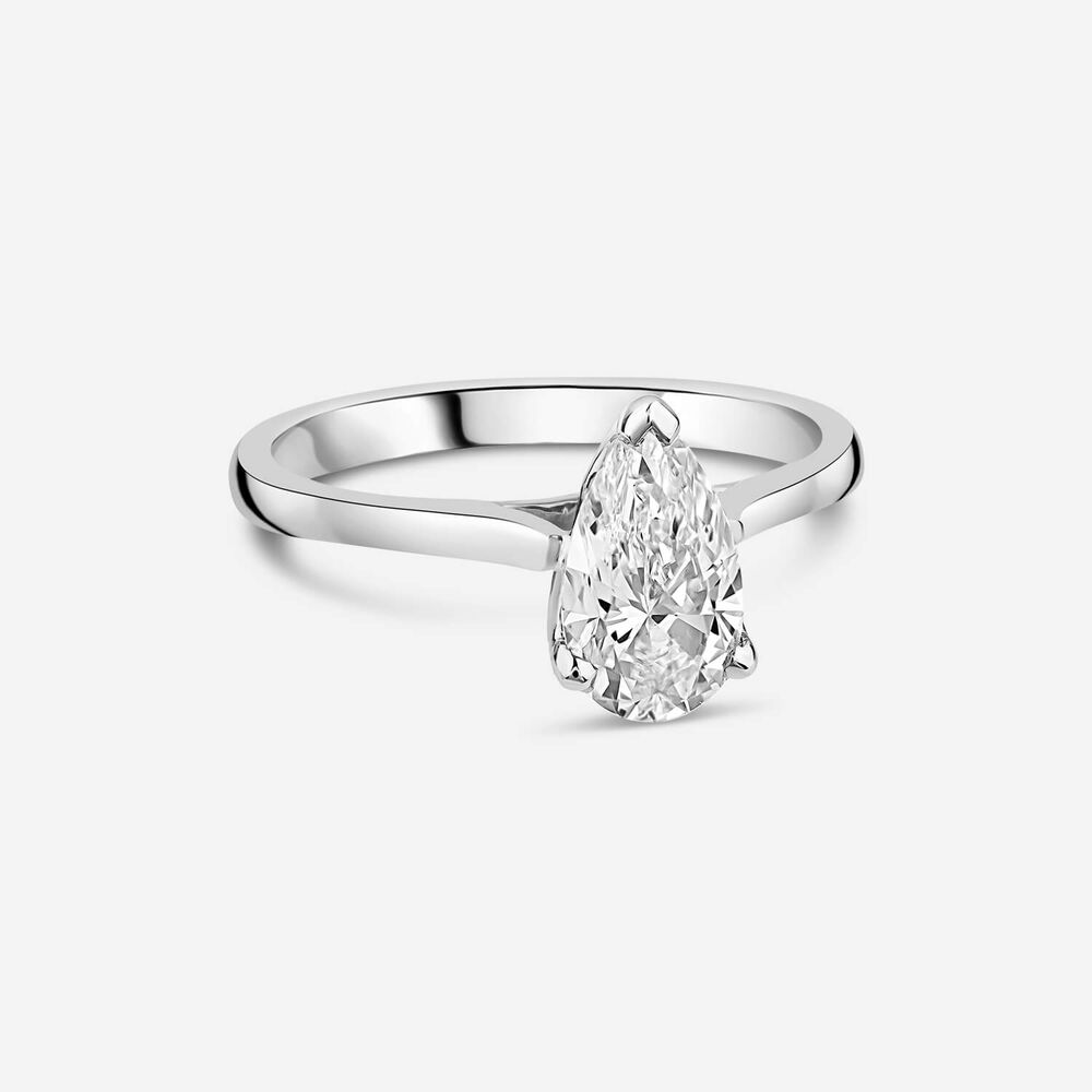 Born Platinum Lab Grown 1ct Pear Diamond Ring image number 2