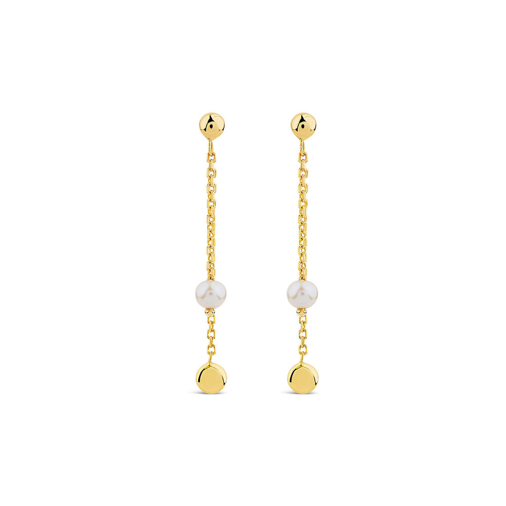 9ct Yellow Gold Pearl & Bead Drop Earrings