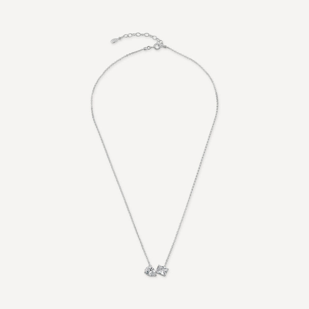 Sterling Silver 'Toi Et Moi' Cubic Zirconia Hammock Necklet image number 2