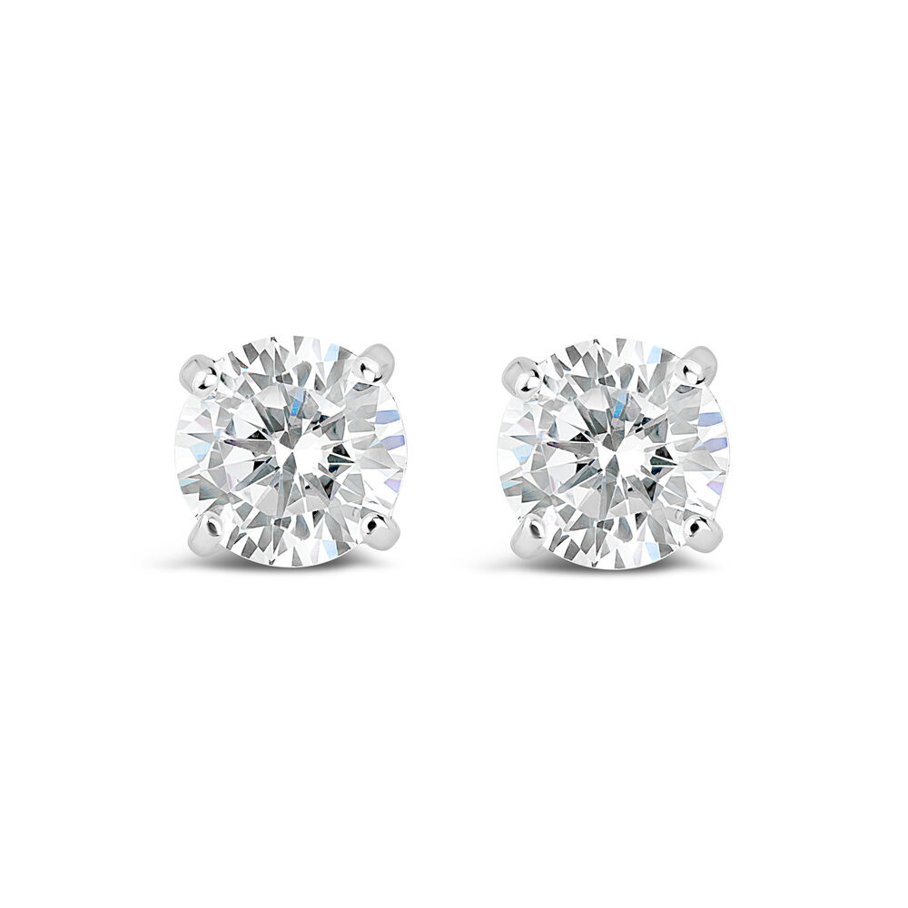 Silver 7mm cubic zirconia stud earrings