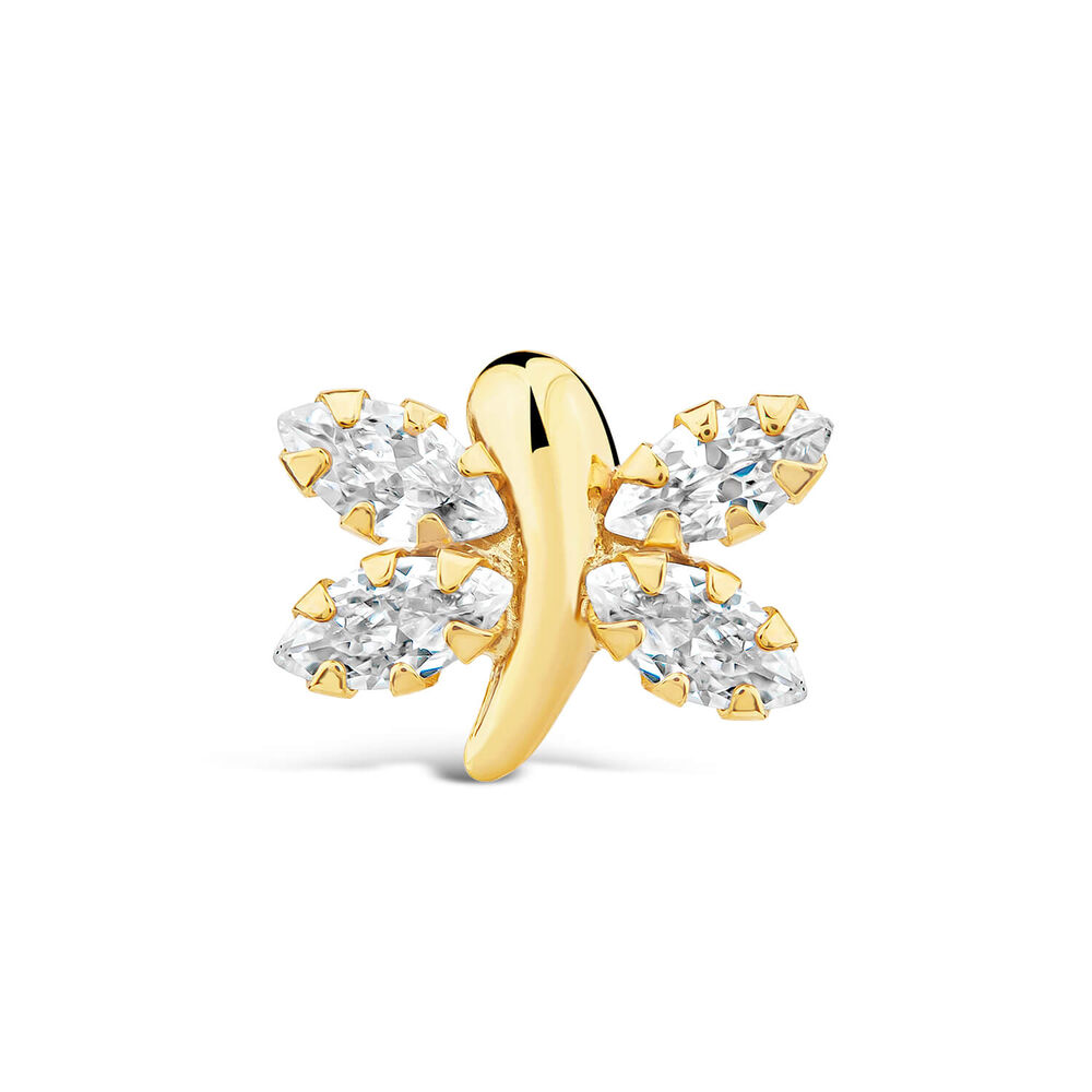 9ct Yellow Gold Coloured Cubic Zirconia Butterfly Single Stud Earring
