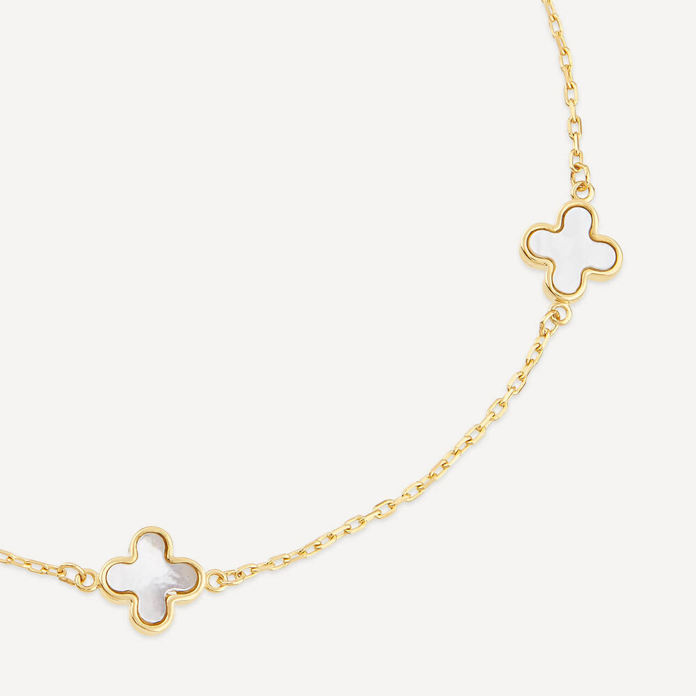 9ct Yellow Gold Mother of Pearl Petal Bracelet image number 1