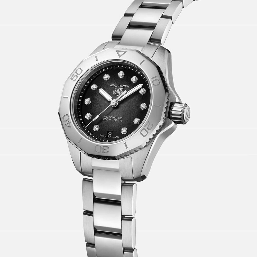 Pre-Owned TAG Heuer Aquaracer Professional 200 Date 30mm Black Diamond Dial Bracelet Watch