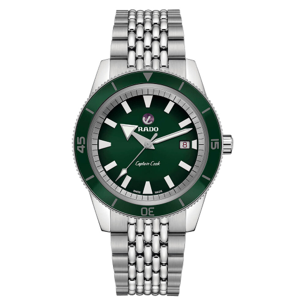 Rado Captain Cook 42mm Green Dial Green Bezel Steel Case Bracelet Watch image number 0