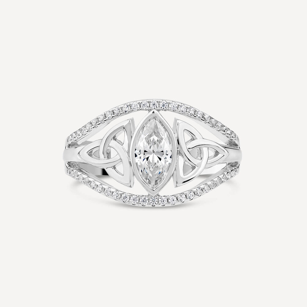 Sterling Silver Cubic Zirconia Art Deco Trinity Knot Ring