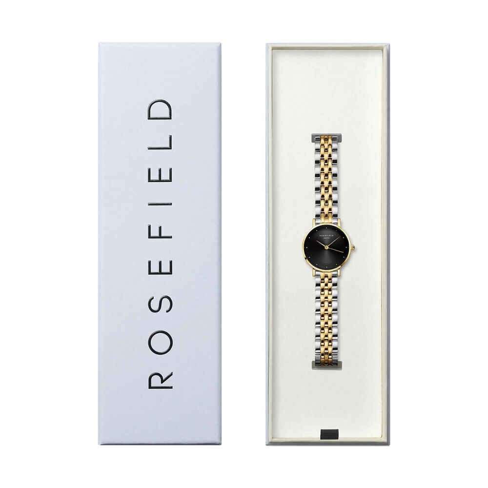 Rosefield Small Edit Black Duotone 26mm Black Dial Two Tone Steel Bracelet Watch image number 3
