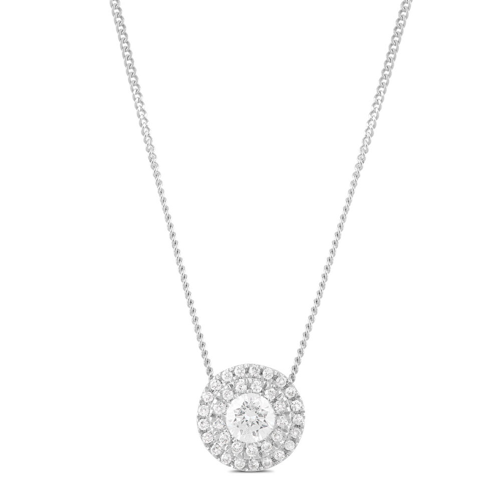 9ct White Gold 0.25ct Diamond Double Halo Pendant image number 0