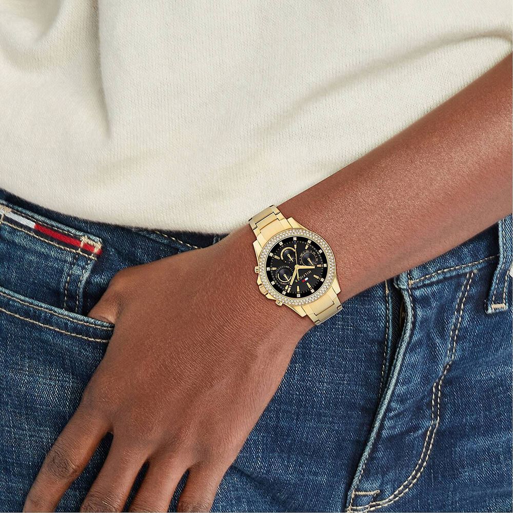 Tommy Hilfiger 38mm Black Dial Yellow Gold Index & Case Watch image number 2