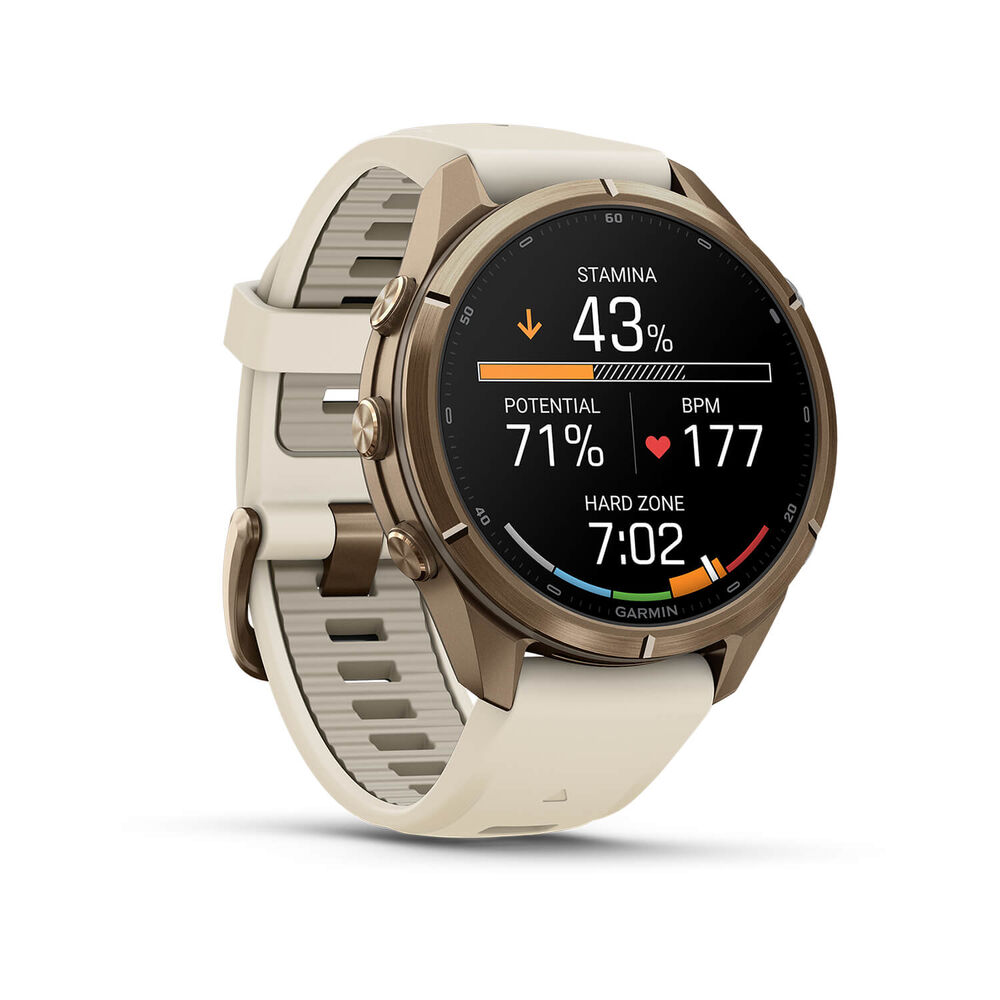 Garmin fenix 9 Pro 43mm Autumn Gold Titanium Cream/French Grey Silicone Strap Watch