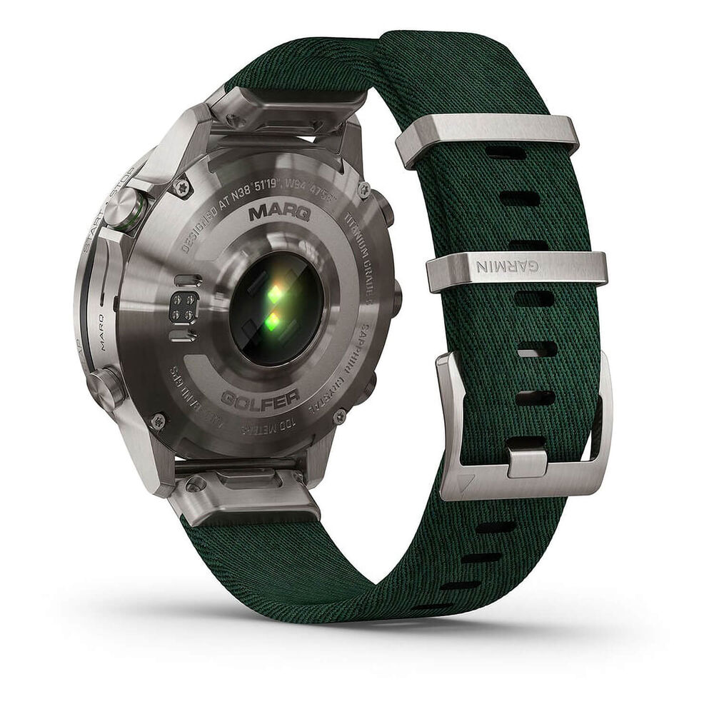 Garmin MARQ® Golfer (Gen 2) 46mm Titanium Case Green Ceramic Bezel Strap Watch image number 5