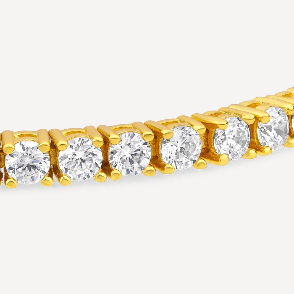 Sterling Silver Yellow Gold Plated Cubic Zirconia Tennis Bracelet