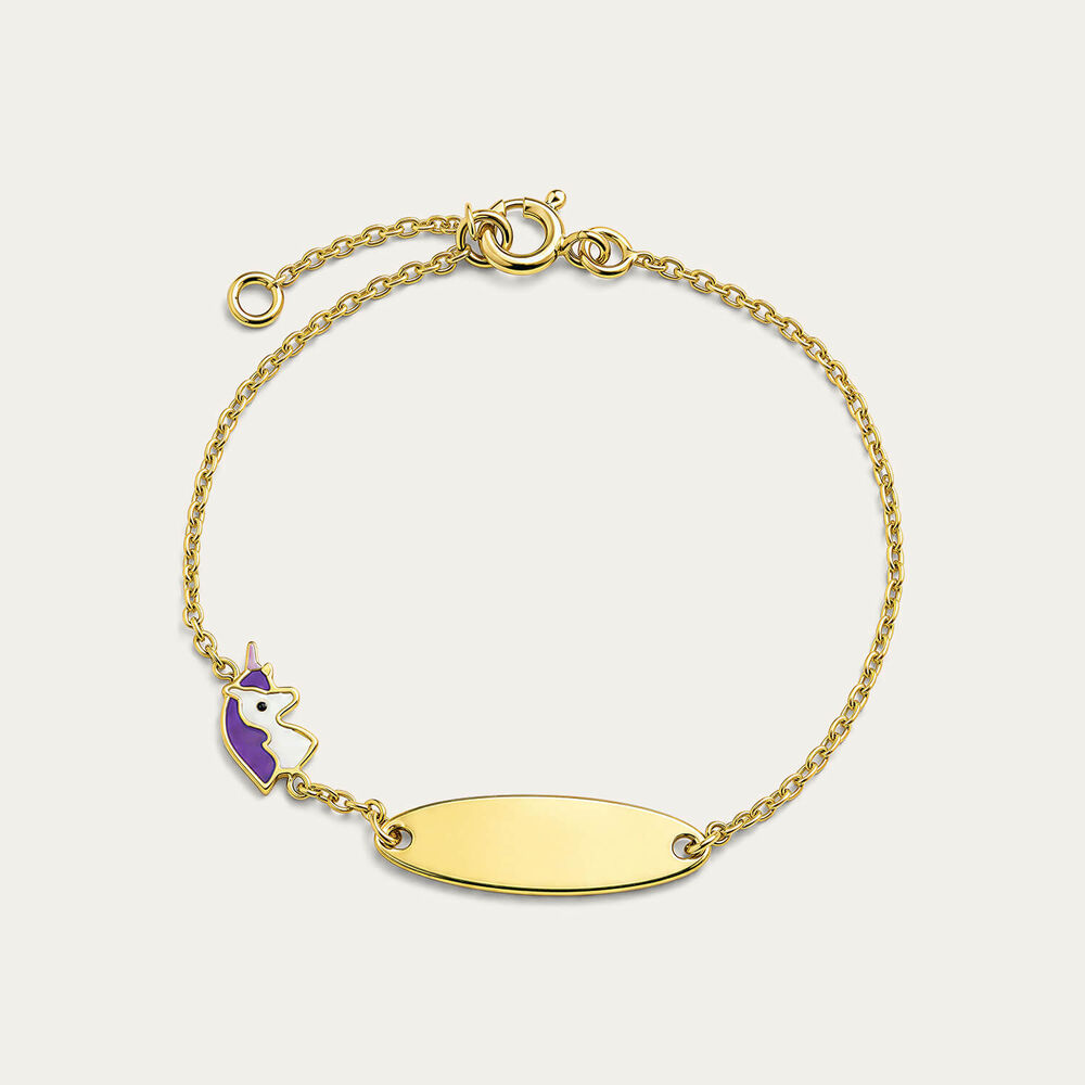 Yellow Gold Plated Sterling Silver Unicorn Charm Kids Bracelet