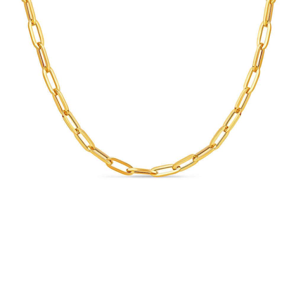 9ct Yellow Gold Paperlink Diamond Cut 18 inch Chain Necklet image number 0