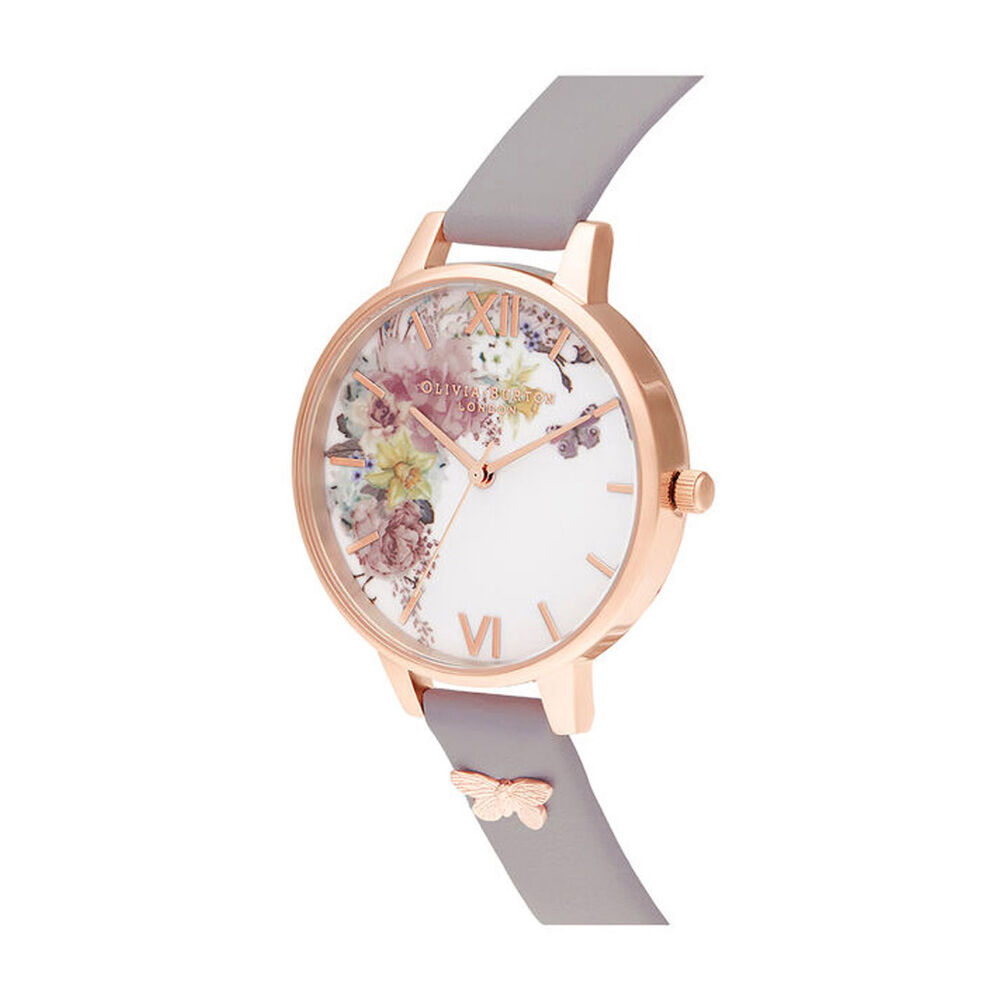 Olivia Burton Enchanted Garden Rose Gold-Toned & Grey Lilac Ladies' Watch image number 1