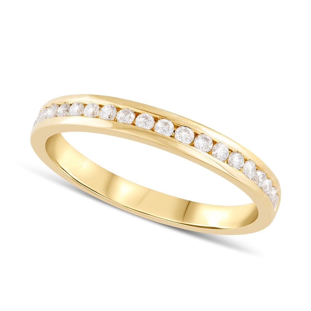 Ladies 9ct Gold Channel Set Diamond 3mm Wedding Band image number 0
