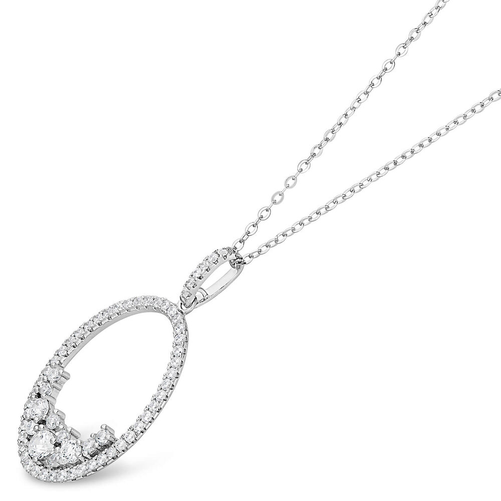 Sterling Silver Pave Open Cubic Zirconia Sprinkle Bottom Pendant