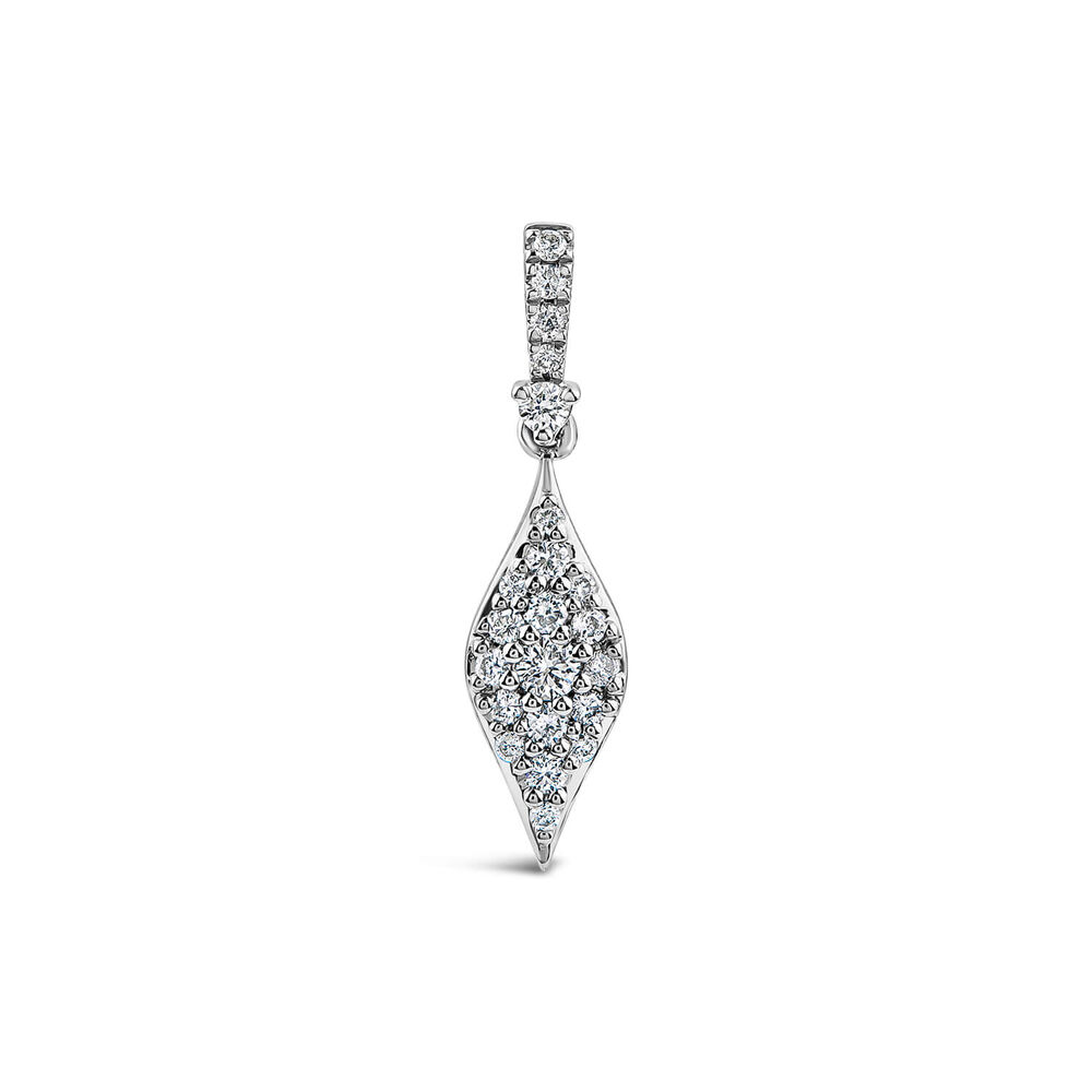 9ct White Gold 0.18ct Diamond Shape Pave Diamond Pendant (Chain Included) image number 0