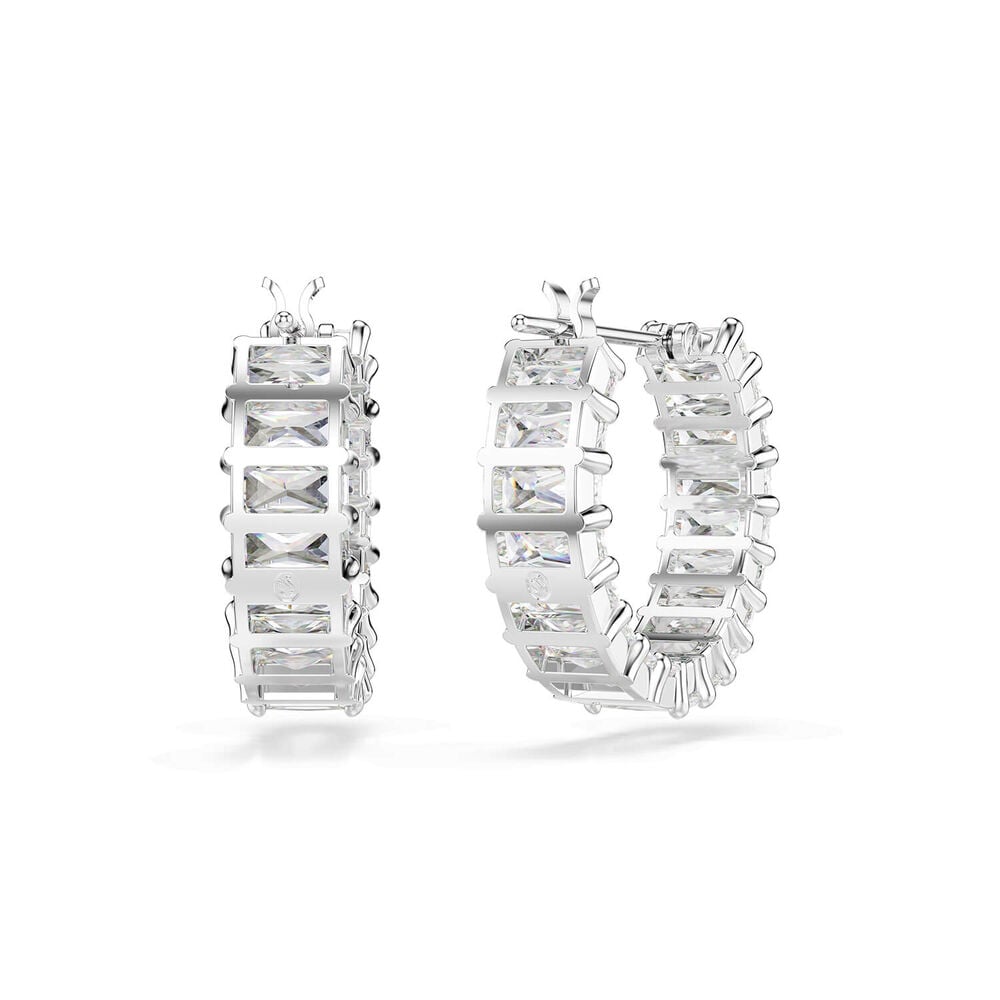 Swarovski Matrix Baguette Cubic Zirconia Rhodium Plated Hoop Earrings