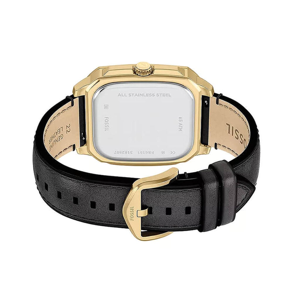 Fossil Crosby 42mm Black Dial Black Leather Strap Watch image number 3