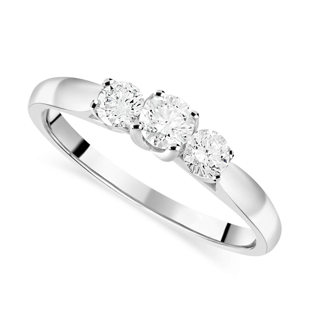 Ladies 18ct White Gold 3 Stone Diamond Engagement Ring image number 0