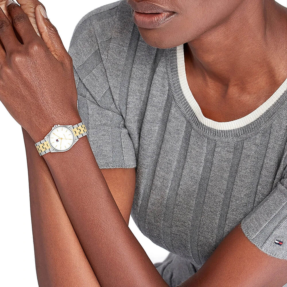 Tommy Hilfiger Jade 30mm Silver Dial Two Tone Bracelet Watch image number 3