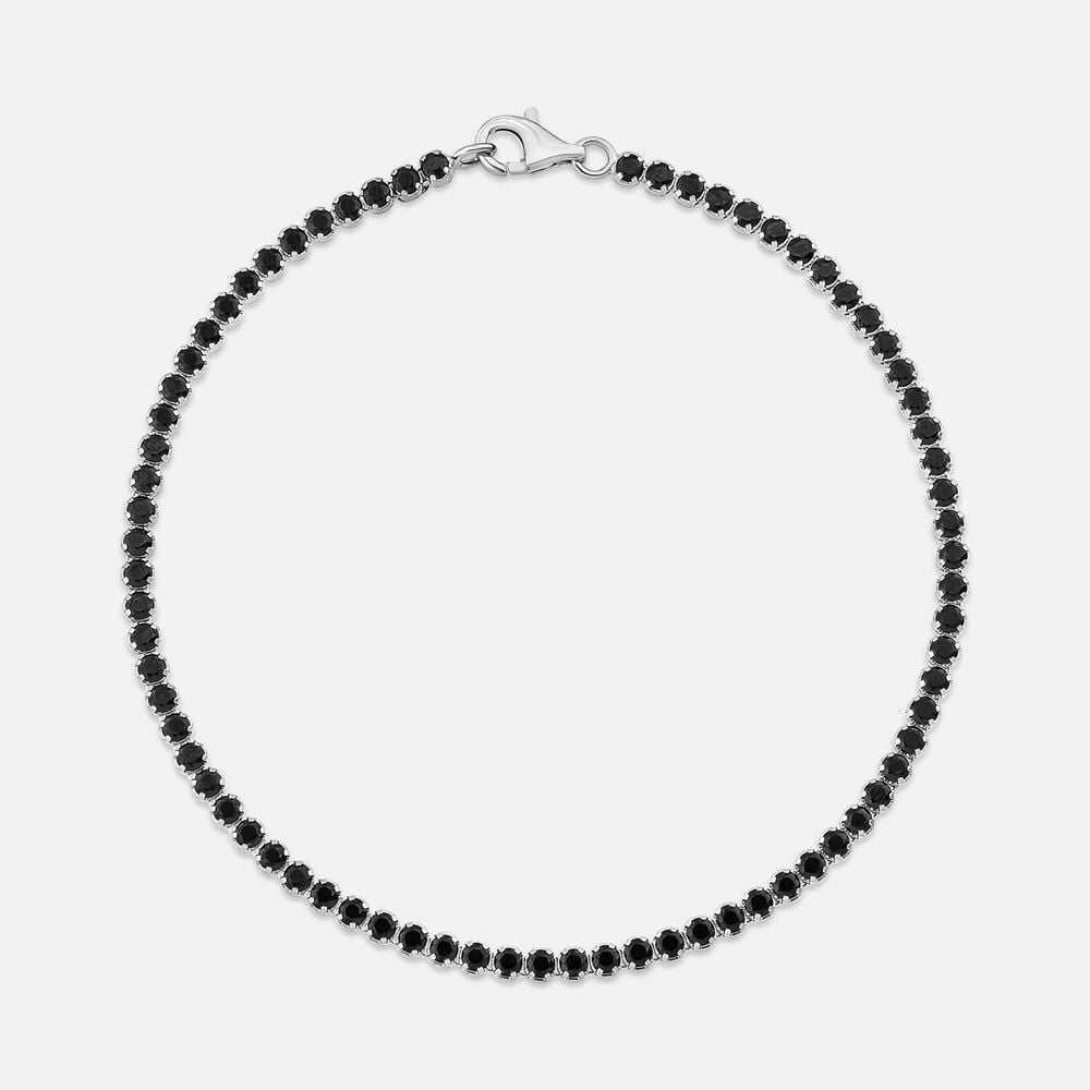 Sterling Silver Black Stone Tennis Bracelet